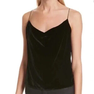 Alice + Olivia Harmon Black Velvet Tank Top Spaghetti Strap Blouse